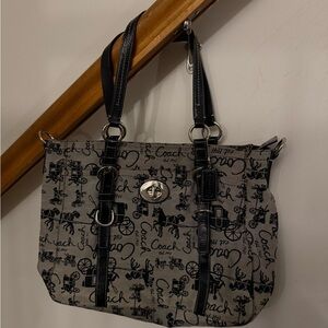 Coach Signature Black and Gray Tote Bag